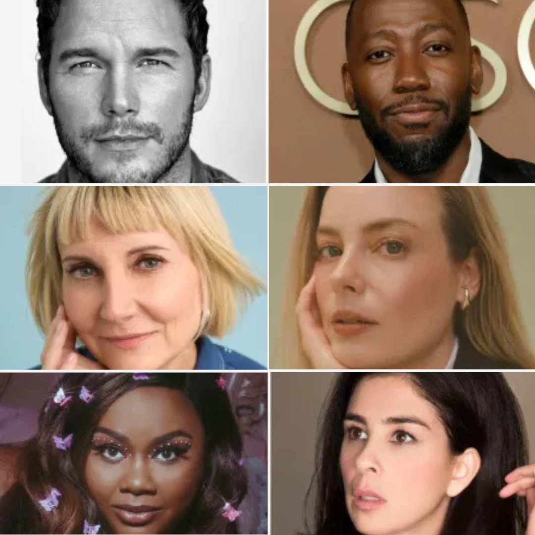 Chris Pratt, Lamorne Morris, Kerri Kenney-Silver, Sarah Silverman, Nicole Byer and Gillian Jacobs